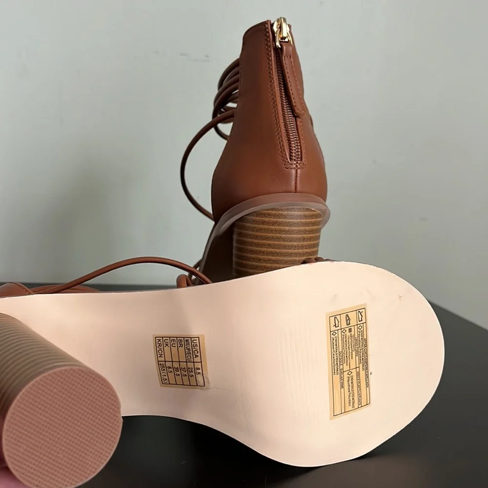 Brown Lace-Up Heels - - Picture 4 of 4